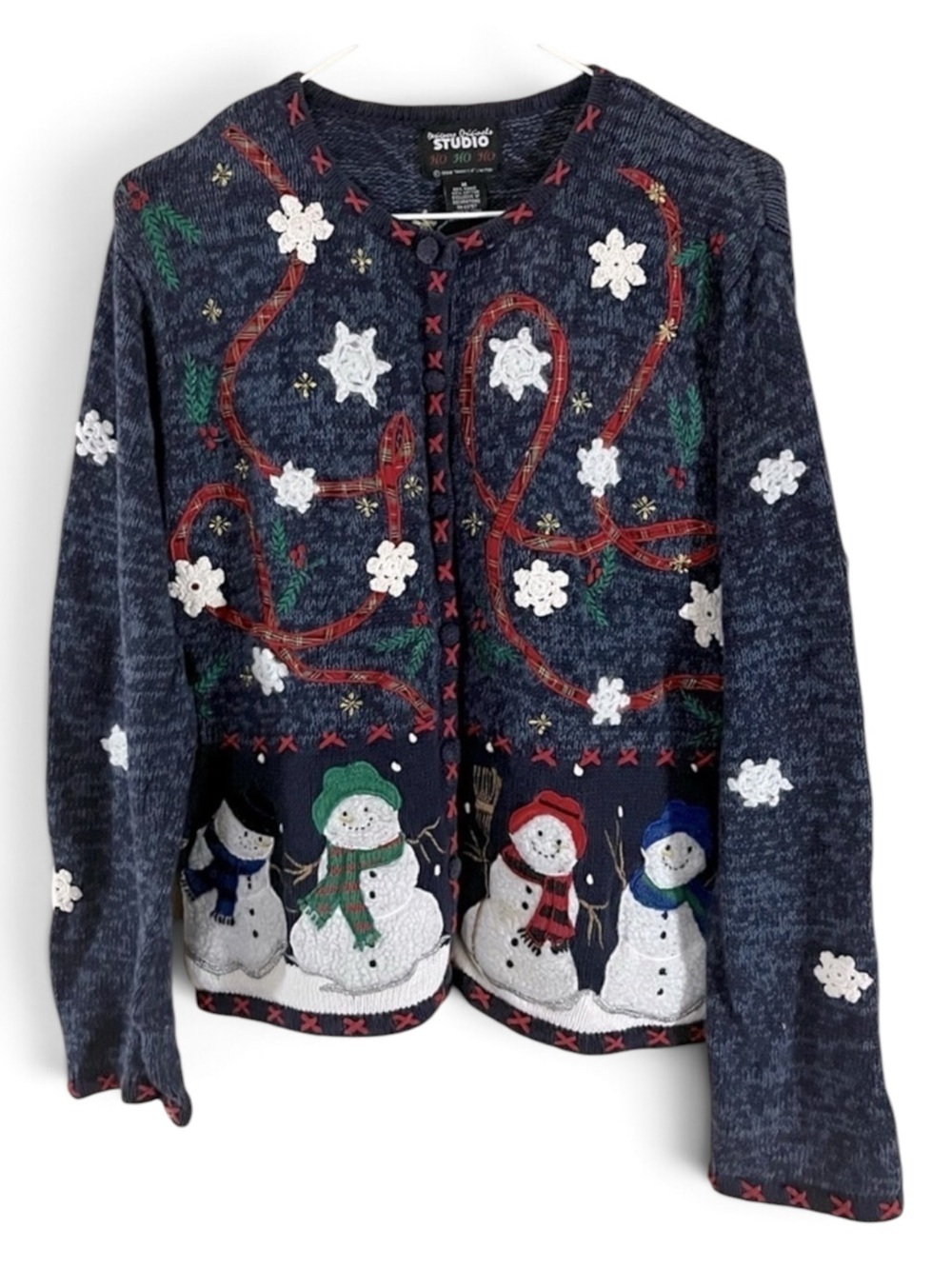 🎄 Christmas Snowman Knit Sweater Cardigan Crochet